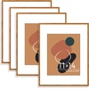 image:imageGolden State Art Aluminum 8x10 Picture Frames Display Photo 5x7 with Mat or 8 x 10 without Mat Walnut Wood Grain Finish Metal Frames for Home or Gallery Decoration Pack of 4Brown