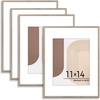 image:imageGolden State Art Aluminum 8x10 Picture Frames Display Photo 5x7 with Mat or 8 x 10 without Mat Walnut Wood Grain Finish Metal Frames for Home or Gallery Decoration Pack of 4Gray