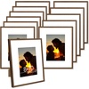 image:imageGolden State Art Aluminum 8x10 Picture Frames Display Photo 5x7 with Mat or 8 x 10 without Mat Walnut Wood Grain Finish Metal Frames for Home or Gallery Decoration Pack of 4Walnut