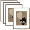 image:imageGolden State Art Aluminum 8x10 Picture Frames Display Photo 5x7 with Mat or 8 x 10 without Mat Walnut Wood Grain Finish Metal Frames for Home or Gallery Decoration Pack of 4Walnut