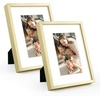 image:imageGolden State Art Gold 5x7 Aluminum Picture Frame  Display Photos 4x6 with Mat or 5x7 inch Without Mat  ShatterResistant Glass Metal Photo Frame for Wall or Tabletop Display 2 PackGold