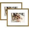 image:imageGolden State Art Gold 5x7 Aluminum Picture Frame  Display Photos 4x6 with Mat or 5x7 inch Without Mat  ShatterResistant Glass Metal Photo Frame for Wall or Tabletop Display 2 PackBronze