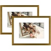 image:imageGolden State Art Gold 5x7 Aluminum Picture Frame  Display Photos 4x6 with Mat or 5x7 inch Without Mat  ShatterResistant Glass Metal Photo Frame for Wall or Tabletop Display 2 PackBronze