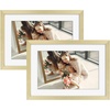 image:imageGolden State Art Gold 5x7 Aluminum Picture Frame  Display Photos 4x6 with Mat or 5x7 inch Without Mat  ShatterResistant Glass Metal Photo Frame for Wall or Tabletop Display 2 PackGold