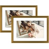 image:imageGolden State Art Gold 5x7 Aluminum Picture Frame  Display Photos 4x6 with Mat or 5x7 inch Without Mat  ShatterResistant Glass Metal Photo Frame for Wall or Tabletop Display 2 PackBronze