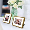 image:imageGolden State Art Gold 5x7 Aluminum Picture Frame  Display Photos 4x6 with Mat or 5x7 inch Without Mat  ShatterResistant Glass Metal Photo Frame for Wall or Tabletop Display 2 PackBronze