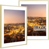 image:imageGolden State Art Gold 5x7 Aluminum Picture Frame  Display Photos 4x6 with Mat or 5x7 inch Without Mat  ShatterResistant Glass Metal Photo Frame for Wall or Tabletop Display 2 PackGold
