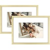 image:imageGolden State Art Gold 5x7 Aluminum Picture Frame  Display Photos 4x6 with Mat or 5x7 inch Without Mat  ShatterResistant Glass Metal Photo Frame for Wall or Tabletop Display 2 PackGold