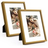 image:imageGolden State Art Gold 5x7 Aluminum Picture Frame  Display Photos 4x6 with Mat or 5x7 inch Without Mat  ShatterResistant Glass Metal Photo Frame for Wall or Tabletop Display 2 PackBronze
