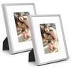 image:imageGolden State Art Gold 5x7 Aluminum Picture Frame  Display Photos 4x6 with Mat or 5x7 inch Without Mat  ShatterResistant Glass Metal Photo Frame for Wall or Tabletop Display 2 PackSilver