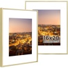 image:imageGolden State Art Gold 5x7 Aluminum Picture Frame  Display Photos 4x6 with Mat or 5x7 inch Without Mat  ShatterResistant Glass Metal Photo Frame for Wall or Tabletop Display 2 PackGold