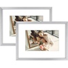image:imageGolden State Art Gold 5x7 Aluminum Picture Frame  Display Photos 4x6 with Mat or 5x7 inch Without Mat  ShatterResistant Glass Metal Photo Frame for Wall or Tabletop Display 2 PackSilver