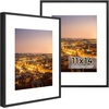 image:imageGolden State Art Gold 5x7 Aluminum Picture Frame  Display Photos 4x6 with Mat or 5x7 inch Without Mat  ShatterResistant Glass Metal Photo Frame for Wall or Tabletop Display 2 PackBlack
