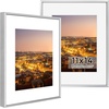 image:imageGolden State Art Gold 5x7 Aluminum Picture Frame  Display Photos 4x6 with Mat or 5x7 inch Without Mat  ShatterResistant Glass Metal Photo Frame for Wall or Tabletop Display 2 PackSilver