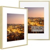 image:imageGolden State Art Gold 5x7 Aluminum Picture Frame  Display Photos 4x6 with Mat or 5x7 inch Without Mat  ShatterResistant Glass Metal Photo Frame for Wall or Tabletop Display 2 PackGold