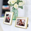 image:imageGolden State Art Gold 5x7 Aluminum Picture Frame  Display Photos 4x6 with Mat or 5x7 inch Without Mat  ShatterResistant Glass Metal Photo Frame for Wall or Tabletop Display 2 PackGold