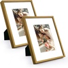 image:imageGolden State Art Gold 5x7 Aluminum Picture Frame  Display Photos 4x6 with Mat or 5x7 inch Without Mat  ShatterResistant Glass Metal Photo Frame for Wall or Tabletop Display 2 PackBronze