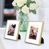 image:imageGolden State Art Gold 5x7 Aluminum Picture Frame  Display Photos 4x6 with Mat or 5x7 inch Without Mat  ShatterResistant Glass Metal Photo Frame for Wall or Tabletop Display 2 PackGold