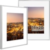 image:imageGolden State Art Gold 5x7 Aluminum Picture Frame  Display Photos 4x6 with Mat or 5x7 inch Without Mat  ShatterResistant Glass Metal Photo Frame for Wall or Tabletop Display 2 PackSilver