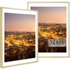 image:imageGolden State Art Gold 5x7 Aluminum Picture Frame  Display Photos 4x6 with Mat or 5x7 inch Without Mat  ShatterResistant Glass Metal Photo Frame for Wall or Tabletop Display 2 PackGold
