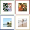 image:imageGolden State Art 12x12 Aluminum Picture Frame 4 Pack Metal Frames with Removable Mat for 8x8 Photos Artwork Prints Wall Mountable Blue Gold Green Red