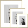 image:imageGolden State Art 16x20 11x14 8x10 Aluminum Picture Frames 3Piece Set  Real Glass with Mats  Wall Mountable Warm Gold Gallery Frames