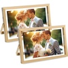image:imageGolden State Art 2 Pack 5x7 Inch Metal Picture Frames Floating Display for 4x6 3x5 Photos with Real Glass and PullOut Easel Stand for Tabletop Display Vertical  Rose GoldLight Gold
