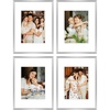 image:imageGolden State Art 8x10 Picture Frames with Mat for 5x7 Photos  Set of 4 Premium Real Glass Aluminum Frames for Wall or Tabletop Display  Modern SilverSilver