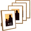 image:imageGolden State Art Aluminum 8x10 Picture Frames Display Photo 5x7 with Mat or 8 x 10 without Mat Walnut Wood Grain Finish Metal Frames for Home or Gallery Decoration Pack of 4Brown