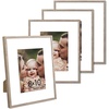 image:imageGolden State Art Aluminum 8x10 Picture Frames Display Photo 5x7 with Mat or 8 x 10 without Mat Walnut Wood Grain Finish Metal Frames for Home or Gallery Decoration Pack of 4Gray