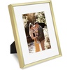 image:imageGolden State Art Silver 8x10 Aluminum Frame for 8 x 10 Picture or 5x7 Photo with Mat  Shatter  Resistant Glass  Wall or Tabletop Display  1 PackGold
