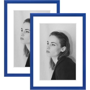 image:imageGolden State Art  12x16 Aluminum Picture Frame  with Mat for 85x11 Photo or Without Mat for 12 x 16 Photo  Real Glass Cover  Simple and Elegant Decor for Wall Mounting  1 Pack  BlackBlue