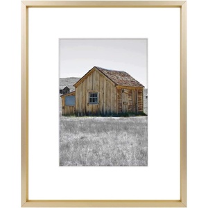 image:imageGolden State Art 11x14 Gold Picture Frame Displays Photo 8x10 with Mat or 11 x 14 Without Mat for Wall Mounting Classic Satin Aluminum Frames with Real Glass Pack of 1Gold