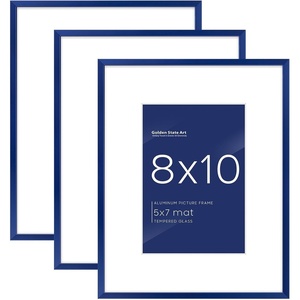 image:imageGolden State Art 11x14 Picture Frame 3 Pack  Aluminum Frames with 8x10 Removable Mats amp Real Glass Display 11x14 Posters or 8x10 Photos  Gold Gallery Wall Frames for Home Office DecorBlue