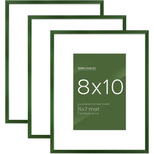 image:imageGolden State Art 11x14 Picture Frame 3 Pack  Aluminum Frames with 8x10 Removable Mats amp Real Glass Display 11x14 Posters or 8x10 Photos  Gold Gallery Wall Frames for Home Office DecorGreen