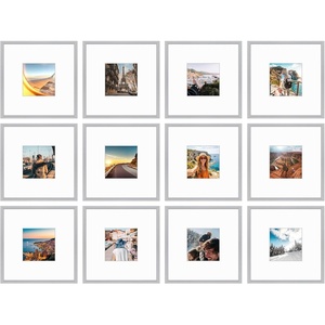 image:imageGolden State Art 12x12 Gold Aluminum Frames with Mat for 8x8 Photos  Premium Metal Frames with Real Glass Cover Perfect for Elegant Gallery Walls in Your Home or Office Decor 12PackSilver