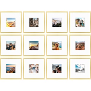 image:imageGolden State Art 12x12 Gold Aluminum Frames with Mat for 8x8 Photos  Premium Metal Frames with Real Glass Cover Perfect for Elegant Gallery Walls in Your Home or Office Decor 12PackGold