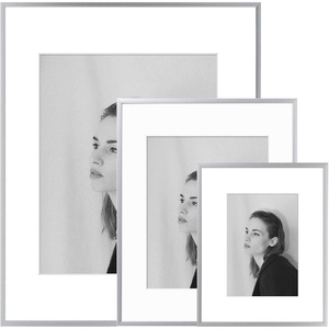 image:imageGolden State Art 16x20 11x14 8x10 Aluminum Picture Frames 3Piece Set  Real Glass with Mats  Wall Mountable Satin Silver Gallery Frames