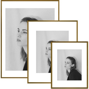 image:imageGolden State Art 18x24 16x20 11x14 Aluminum Picture Frames 3Piece Set  Real Glass with Mats  Wall Mountable Antique Bronze Gallery Frames