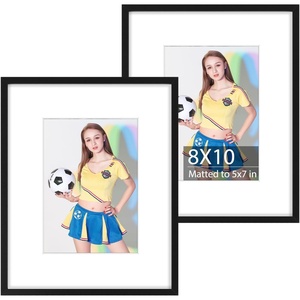 image:imageGolden State Art 2Pack 8x10 Aluminum Picture Frames with 5x7 Mat  Pink Metal Photo Frames ShatterResistant Plexiglass Wall Mountable for Home amp Office Decor Horizontal or Vertical DisplayBlack