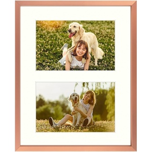 image:imageGolden State Art 4x6 Aluminum Collage Frame Displays 6x4 Pictures With 2 Openings Mat or One 8x10 Photo Real Glass PortraitLandscape WallTabletop Display Gold 1 PackRose Gold