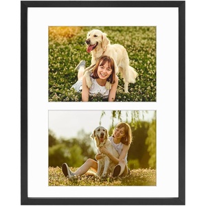 image:imageGolden State Art 4x6 Aluminum Collage Frame Displays 6x4 Pictures With 2 Openings Mat or One 8x10 Photo Real Glass PortraitLandscape WallTabletop Display Gold 1 PackBlack