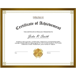 image:imageGolden State Art 85x11 Aluminum Certificate Frame Metal Diploma Frames for 85 x 11 Documents Real Glass Front with Easel Stand Gold 1 PackBronzeNo Mat
