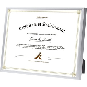 image:imageGolden State Art 85x11 Aluminum Frame Real Glass Metal Frame for 85 by 11 inch Document Certificate Diploma with Easel Stand Black 3 PackSilver