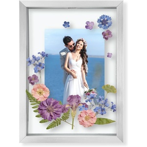 image:imageGolden State Art 8x10 Floating Frame Silver Aluminum Picture Frame Clear Glass Displays Any Size Photo Up to 8x10 Home Gallery Wall Decoration Display Horizontal and VerticalSilver