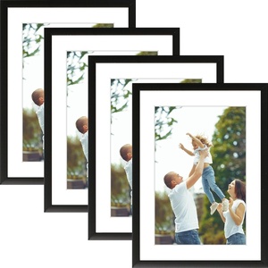 image:imageGolden State Art 8x10 Picture Frames with Mat for 5x7 Photos  Set of 4 Premium Real Glass Aluminum Frames for Wall or Tabletop Display  Modern SilverClassic Black