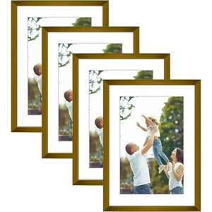 image:imageGolden State Art 8x10 Picture Frames with Mat for 5x7 Photos  Set of 4 Premium Real Glass Aluminum Frames for Wall or Tabletop Display  Modern SilverVintage Bronze