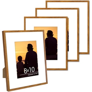 image:imageGolden State Art Aluminum 8x10 Picture Frames Display Photo 5x7 with Mat or 8 x 10 without Mat Walnut Wood Grain Finish Metal Frames for Home or Gallery Decoration Pack of 4Brown