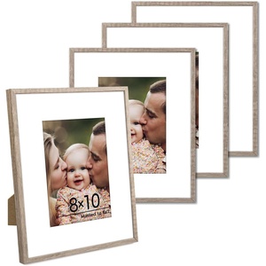 image:imageGolden State Art Aluminum 8x10 Picture Frames Display Photo 5x7 with Mat or 8 x 10 without Mat Walnut Wood Grain Finish Metal Frames for Home or Gallery Decoration Pack of 4Gray