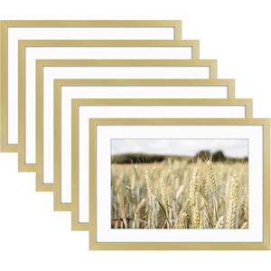 image:imageGolden State Art Gallery Wall Frame Set of 6  Black 11x14 Aluminum Photo Frames with Mat for 8x10 Pictures  11 x 14 inch Metal Frame with Real Glass Cover  Elegant Home or Office DecorGold